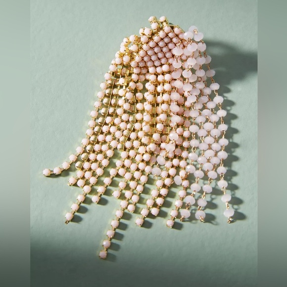 New Anthropologie Fireworks Drop Earrings Beaded Pink - Picture 2 of 6
